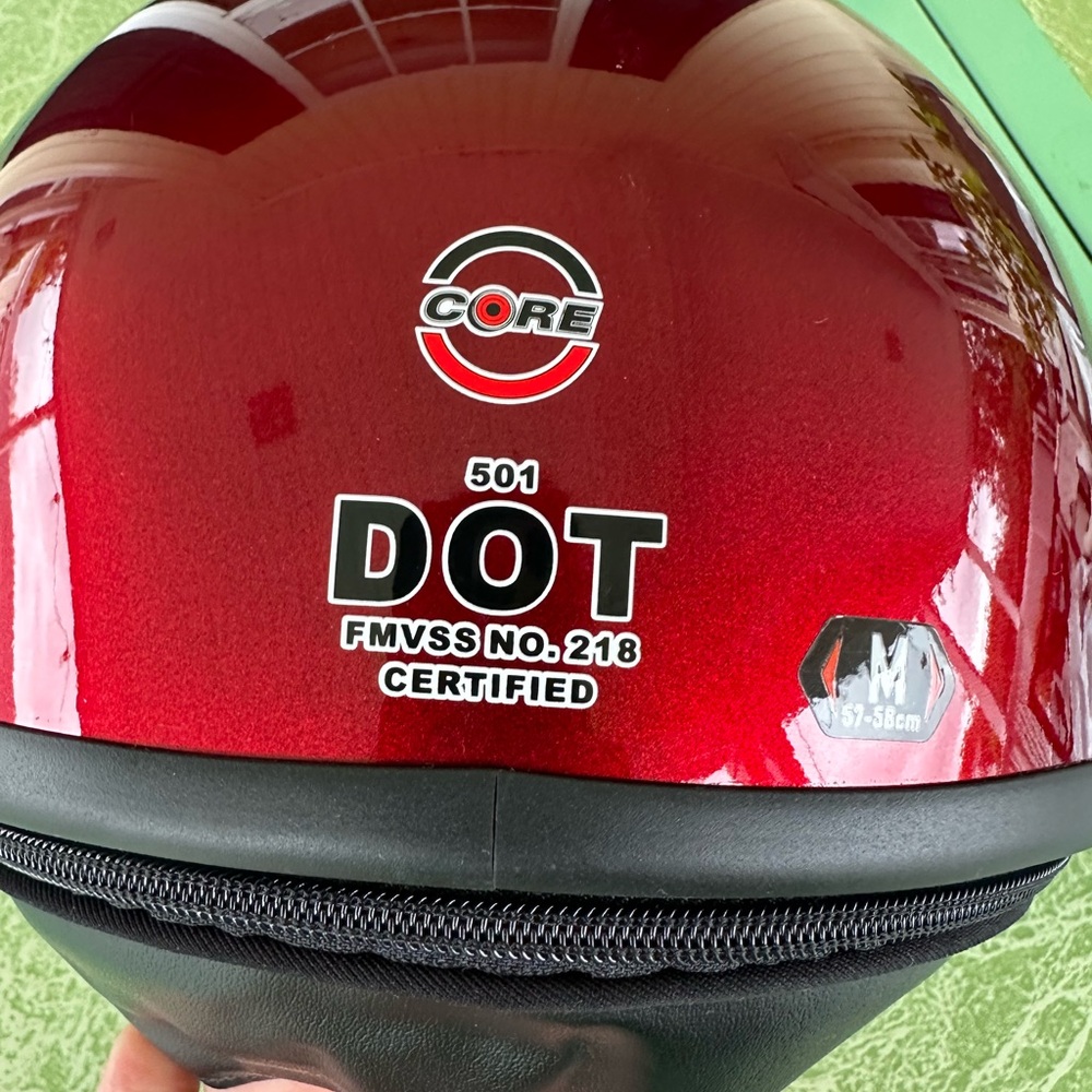 CORE 501 Shiny Red Deluxe 1/2 Helmet - size Medium